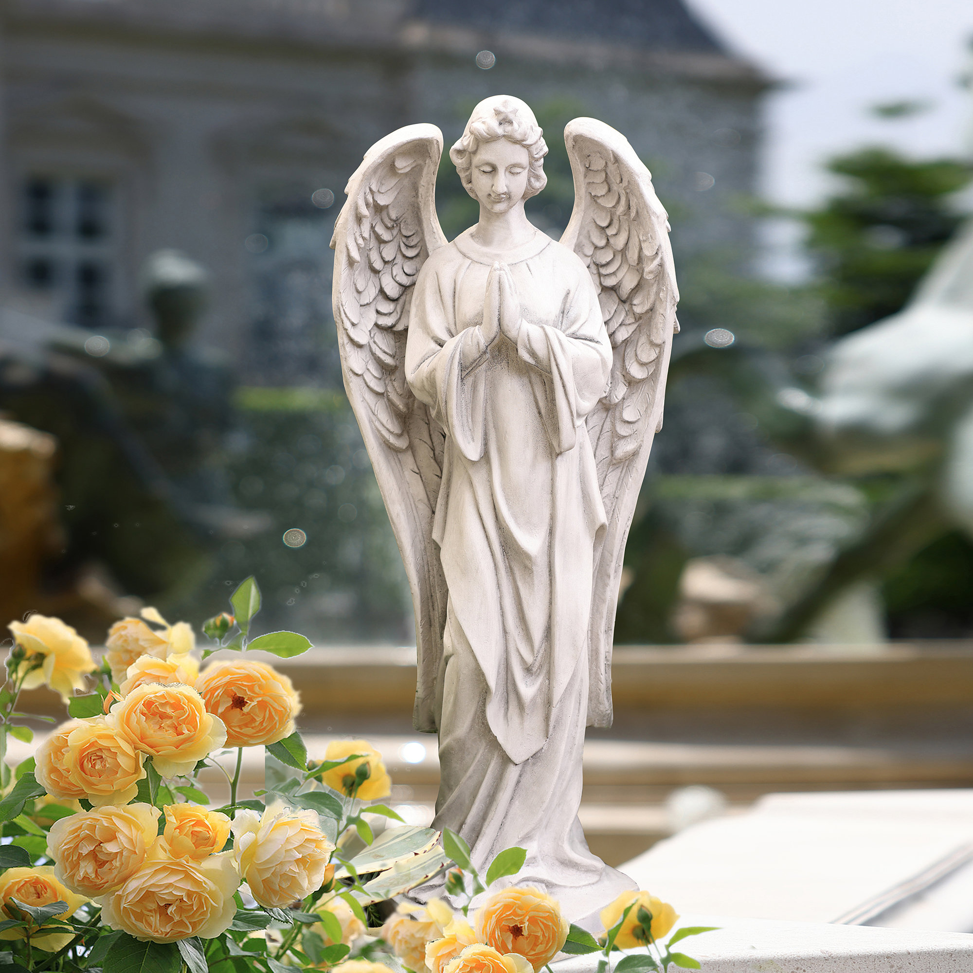 Acheter Figurine de jardin d'ange, statue de jardin extérieur, sculpture de jardin  solaire, art d'ange priant en résine pour décoration de patio, pelouse,  porche