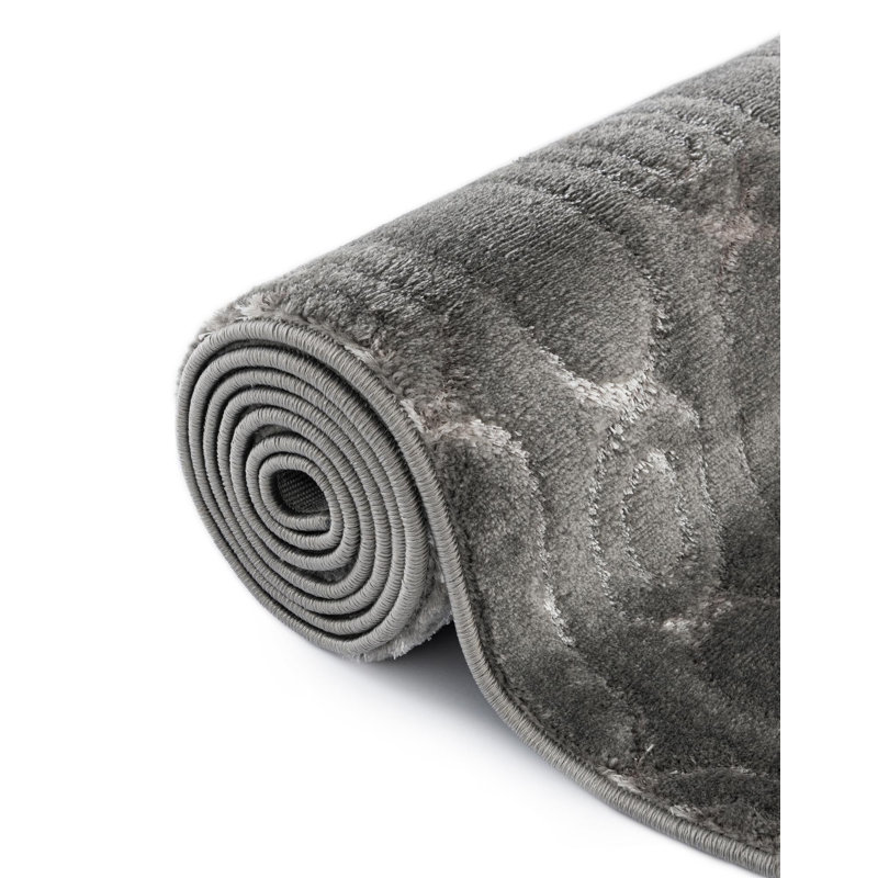 Tapis contemporain gris et argenté Vincente, Carré 7 pi 10 po