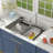 33" L x 22" W Drop In Workstation Kitchen Sink Topmount Waterfall Large Sink 16 Gauge Stainless Steel Single Bowl Sink-131240250