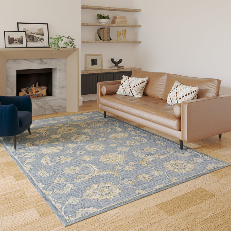 Tapis d'intérieur en laine touffeté à la main Traditional, Rectangle 7 pi 9 po x 9 pi 9 po