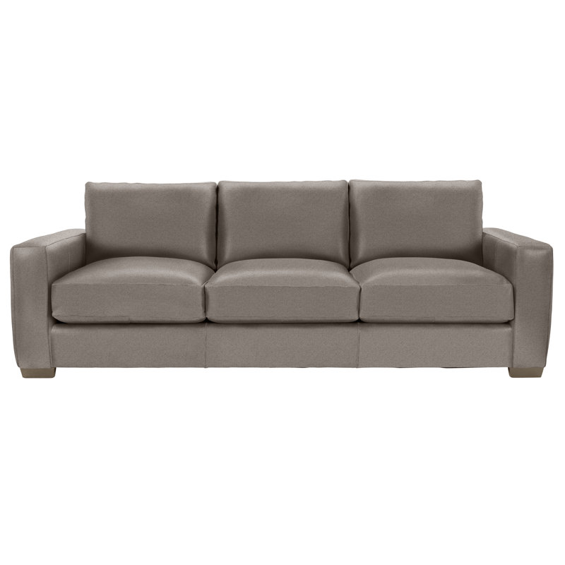 Dawkins 94'' Genuine Leather Square Arm Sofa, Portobello, Light Grey Leather 202-010