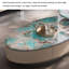 Table basse ovale en marbre clair de luxe-110567488-110567492