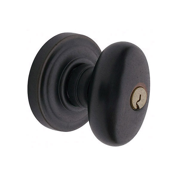 Keyed Egg Knob with Classic Rose, Distressed Oil Rubbed Bronze