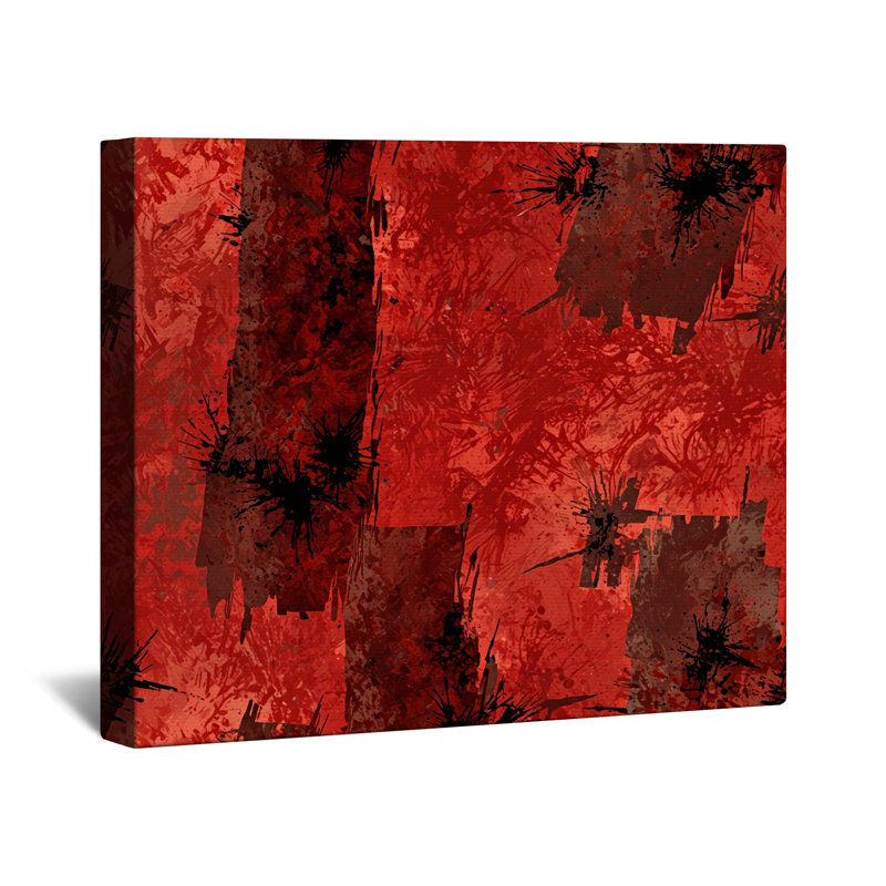 Toile tendue rouge et noire texturée, 20 po x 30 po