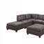 Mobilier de salon contemporain - Chaise sans accoudoirs brun foncé avec housse respirante et pieds en bois d'aspect cuir