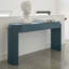 Élégante console ovale avec détails cannelés et tiroirs de rangement pour le hall d'entrée-1497684077