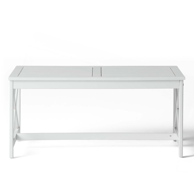 Outdoor Rectangular Acacia Wood Coffee Table, White