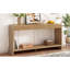 Console moderne à 3 tiroirs avec lattes verticales et conception à bord arrondi pour le couloir derrière le canapé-110183873