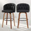 Counter Height Upholstered Swivel Bar Stools Set of 2, Modern Kitchen Island Chairs with Wide Backrest, Solid Wood Legs & Nailhead Trim-604296114-604296142