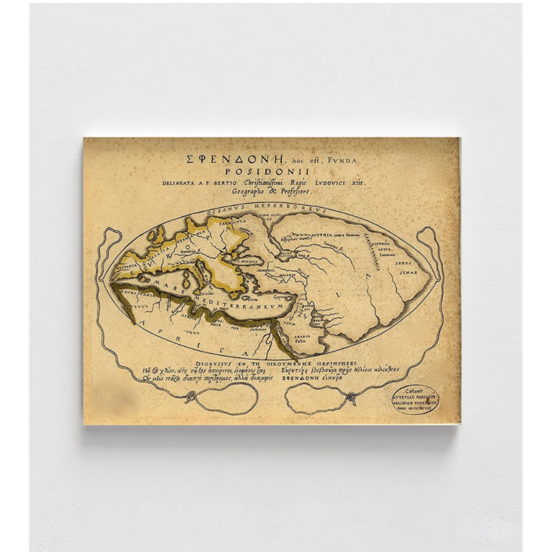 «World» par Posidonii, décor de studio de carte du vieux monde, art mural de bibliothèque scolaire, décor de classe de géographie, art mural de bureau d'école