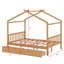 Lit plateforme House avec deux tiroirs, tête et pied de lit, toit