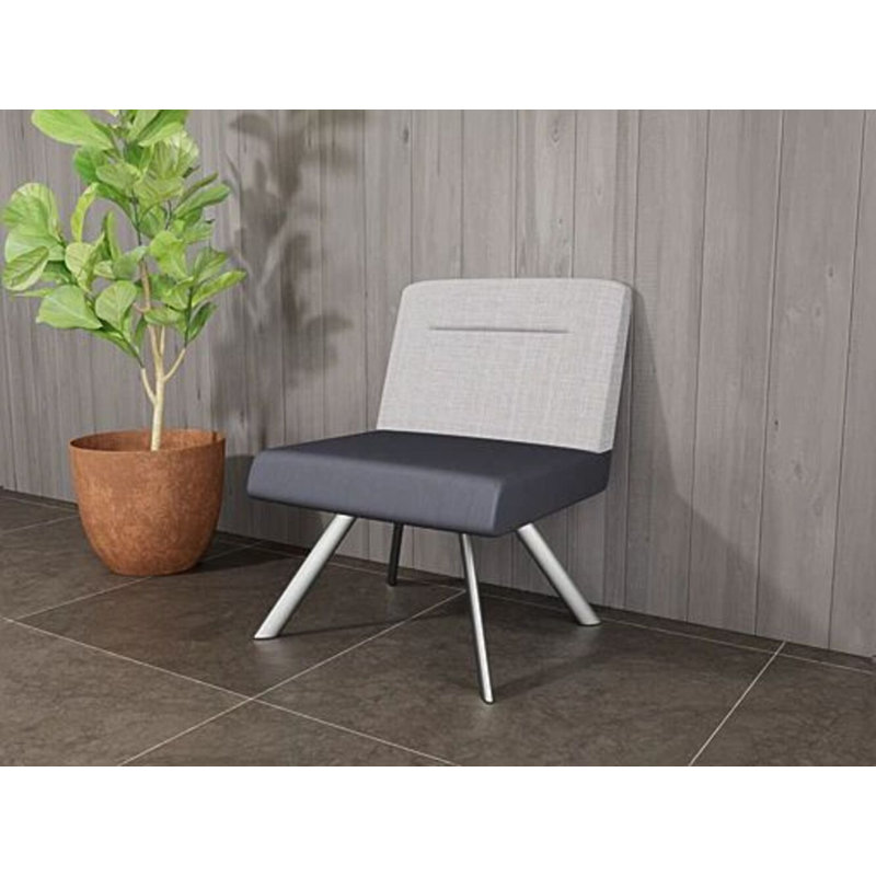 Fauteuil bistro avec accoudoirs Willow, Argent argent, Gris Chambray / noir Patriot Plus