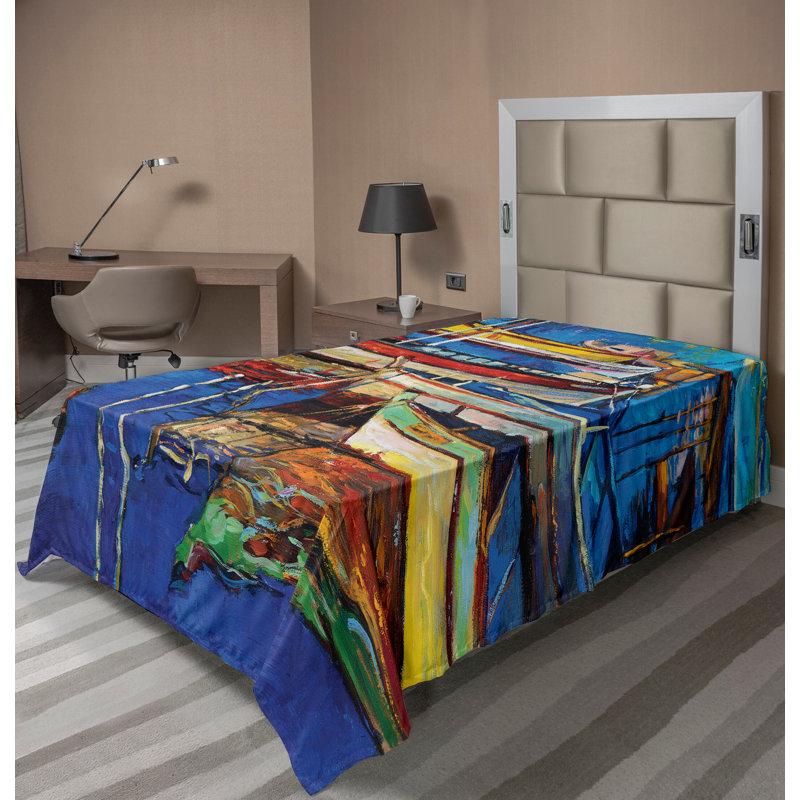 Multicolore Ambesonne, Drap plat pour lit simple
