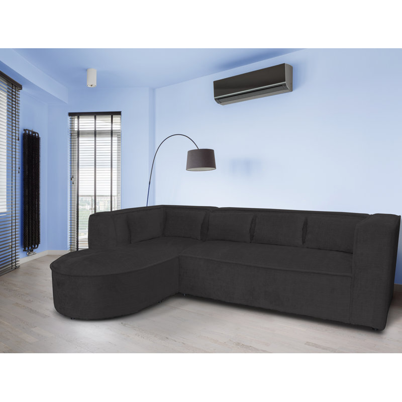 Caetana 4 Seater Corner Sofa , Black, Left Facing