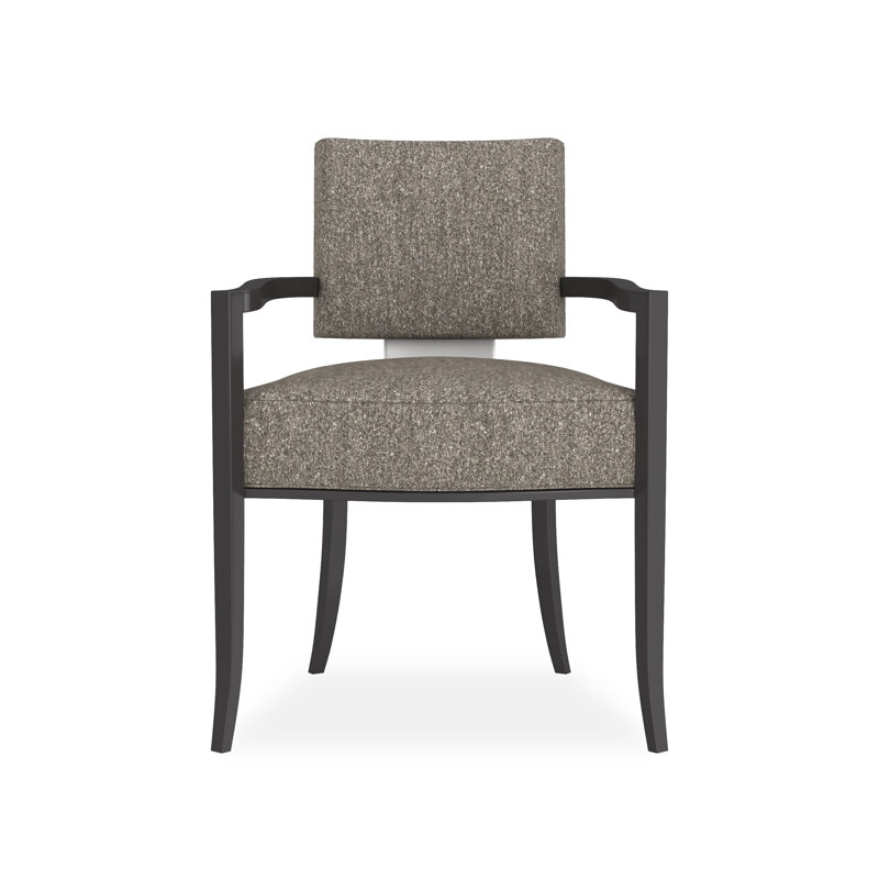 Caracole Classic Upholstered Arm Chair, Gray, Black/Chrome