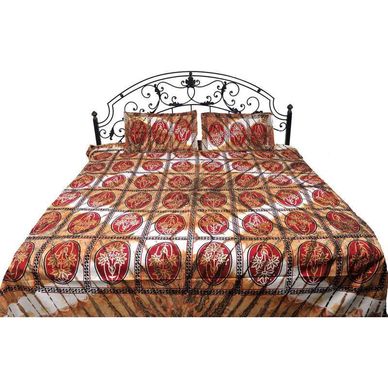 Couvre-lit Batik de Pilkhuwa, Brun / rouge géométrique