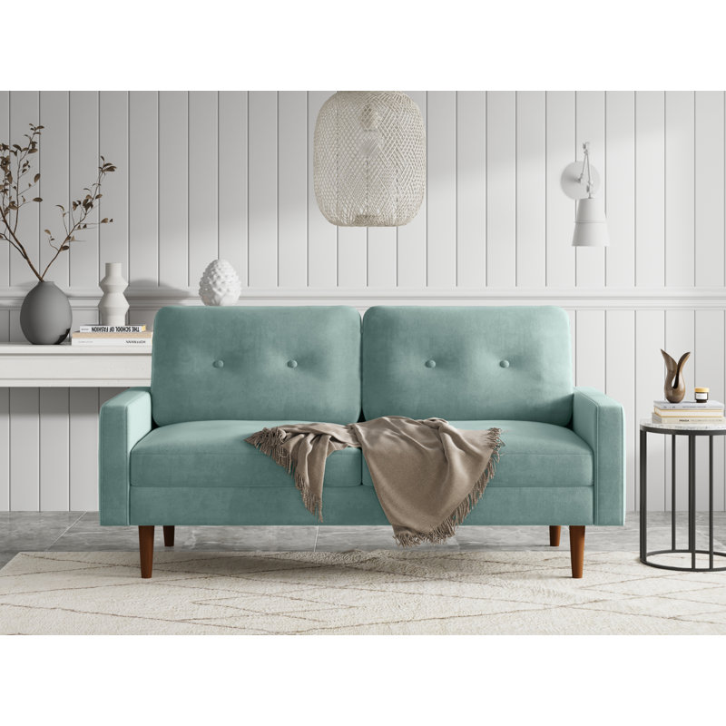 Canapé à accoudoirs carrés 70 po Mattea, Polyester à 100 % turquoise