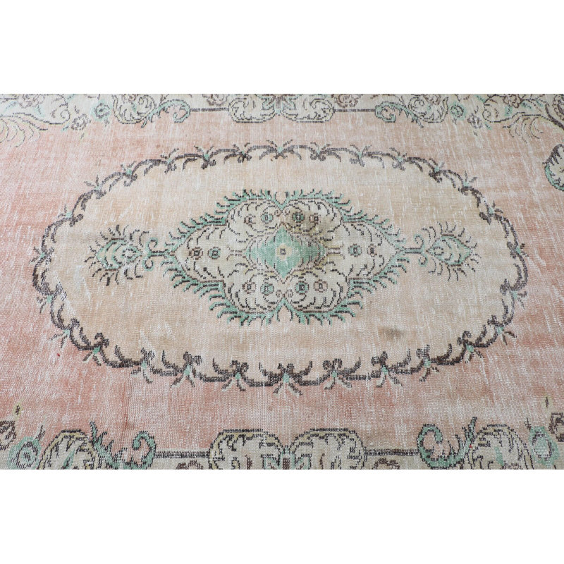 Handmade Vintage Turkish Oushak Style Rug - Unique Pastel Floor Art for Large Areas