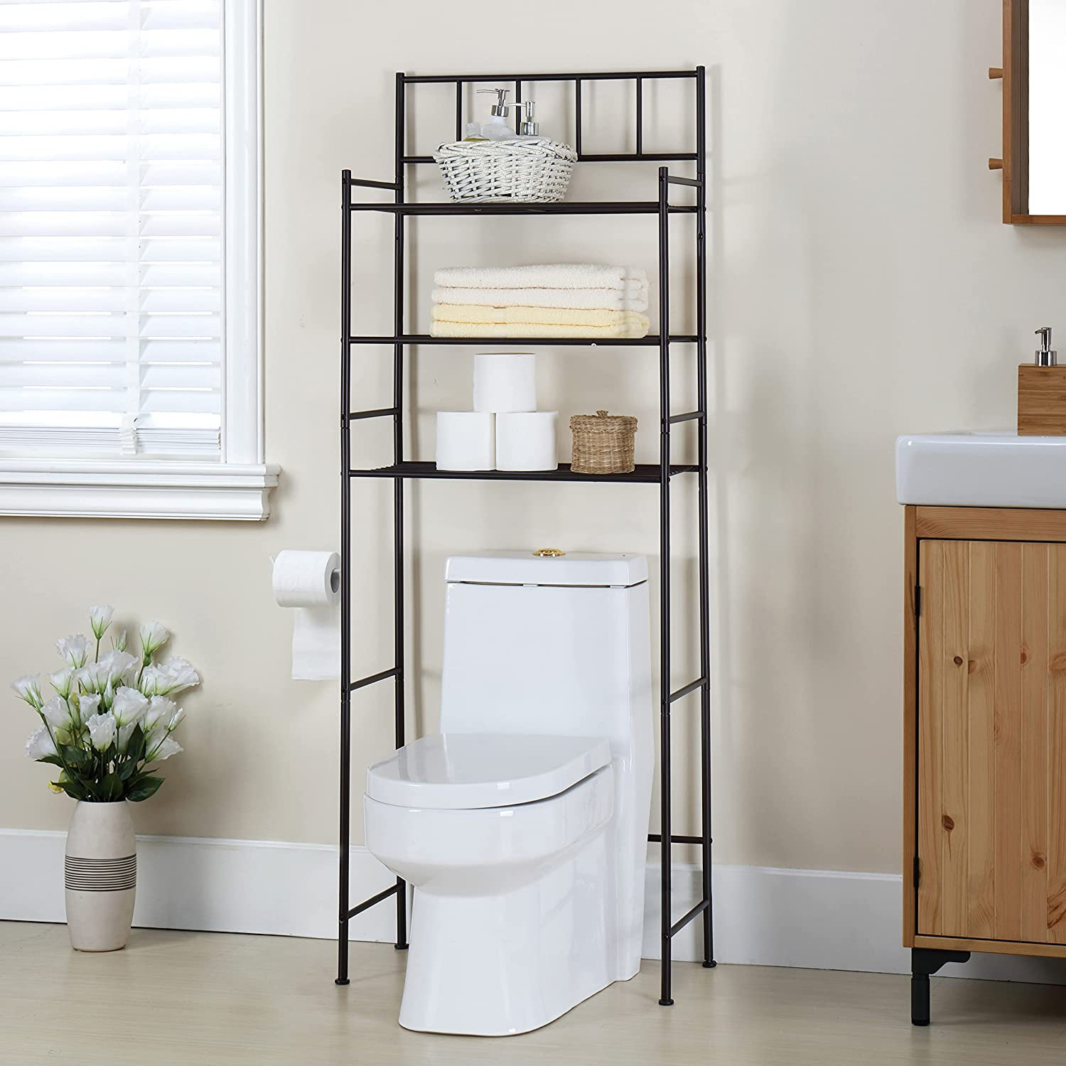 17 Stories Steel Freestanding Over The Toilet Storage | Wayfair