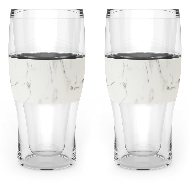 Host FREEZE Beer Glasses, Frozen Beer Mugs, Freezable Pint Glass Set, Insulated Beer Glass to Keep Your Drinks Cold, Double Walled Insulated Glasses, Tumbler for Iced Coffee