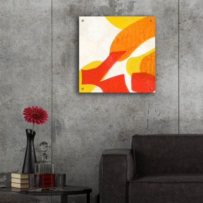  'Orange Starburst 5' by Laura Gibson Acrylic Glass Wall Art, 24" x 24"