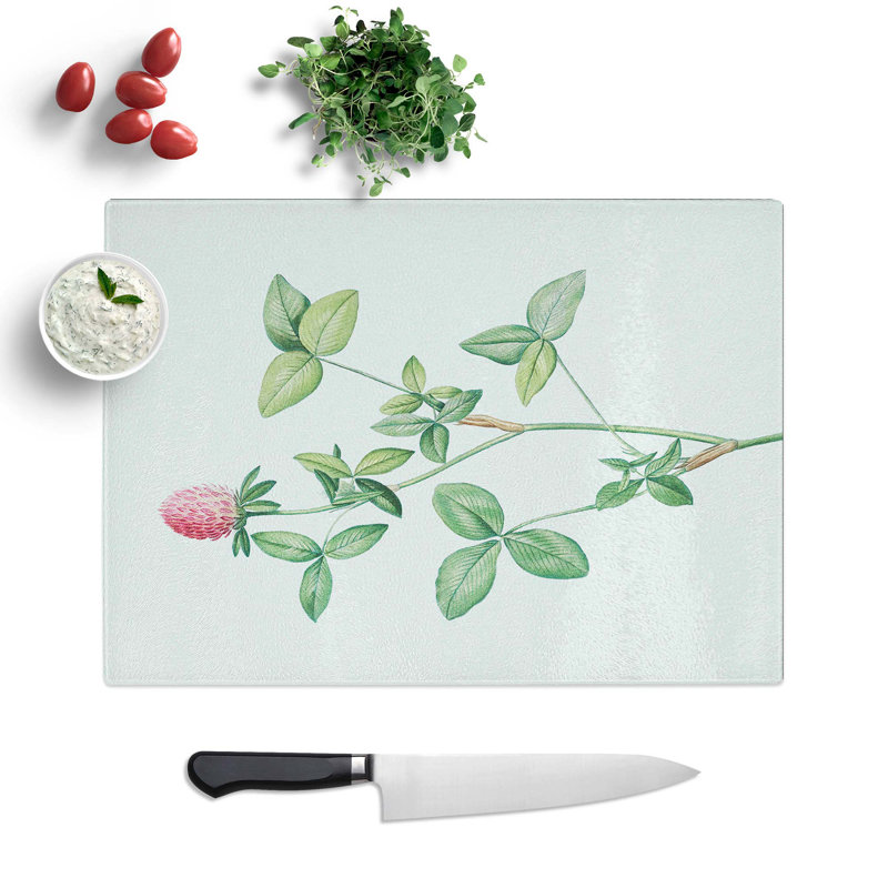 Tempered Glass Clover Flower Chopping Board, 39 cm W x 28.5 cm L