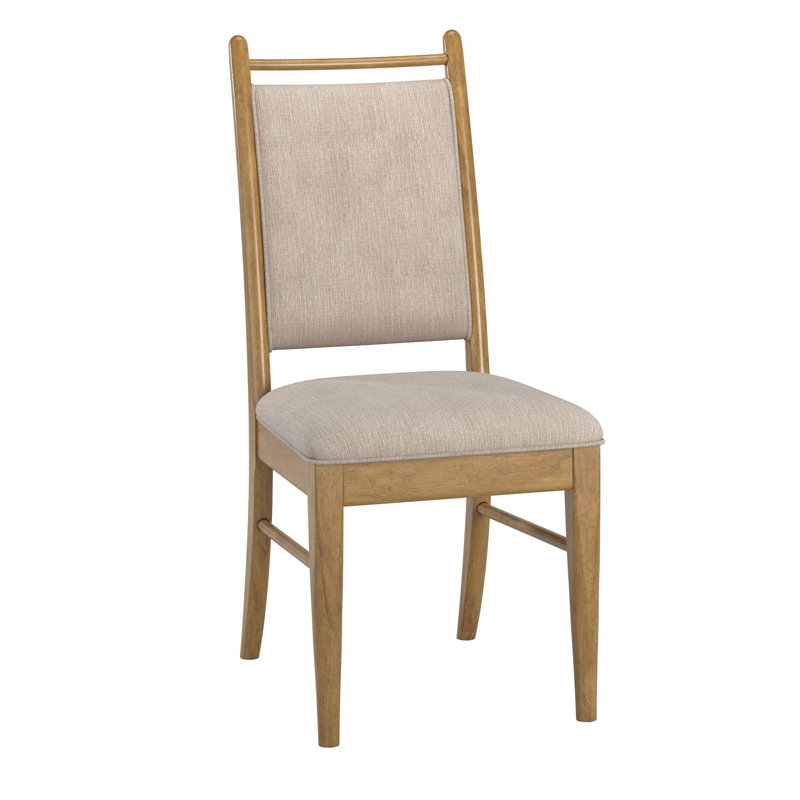 Cipolla Wood Finish Beige Fabric Dining Chair, Oak Wood