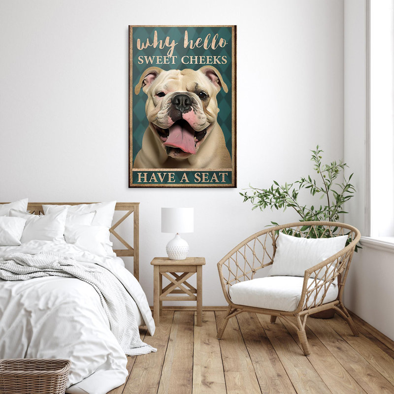 Bulldog, pourquoi, bonjour, douces joues sur toile, impression, H 20 po x l 16 po x P 1,25 po