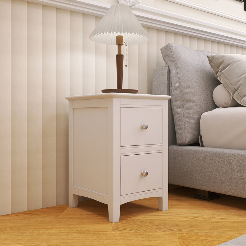 Table de chevet blanche avec 2 tiroirs