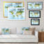 Carte du monde en vert et bleu - Cadre photo, impression sur toile-1290482602-1290482605