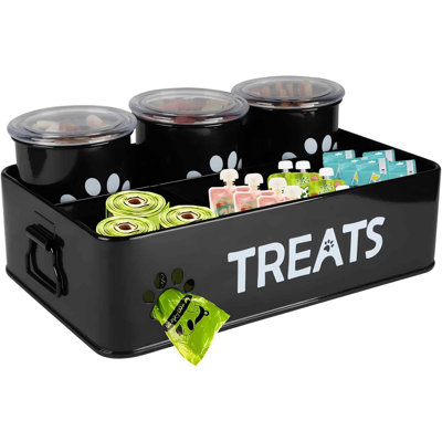 28oz Metal Dog Treat Container Set of 3,Black