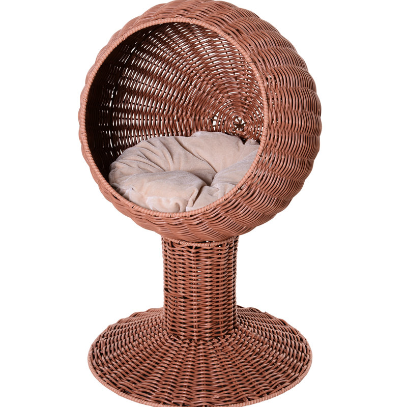 Lit pour chat surélevé avec panier rotatif et coussin épais