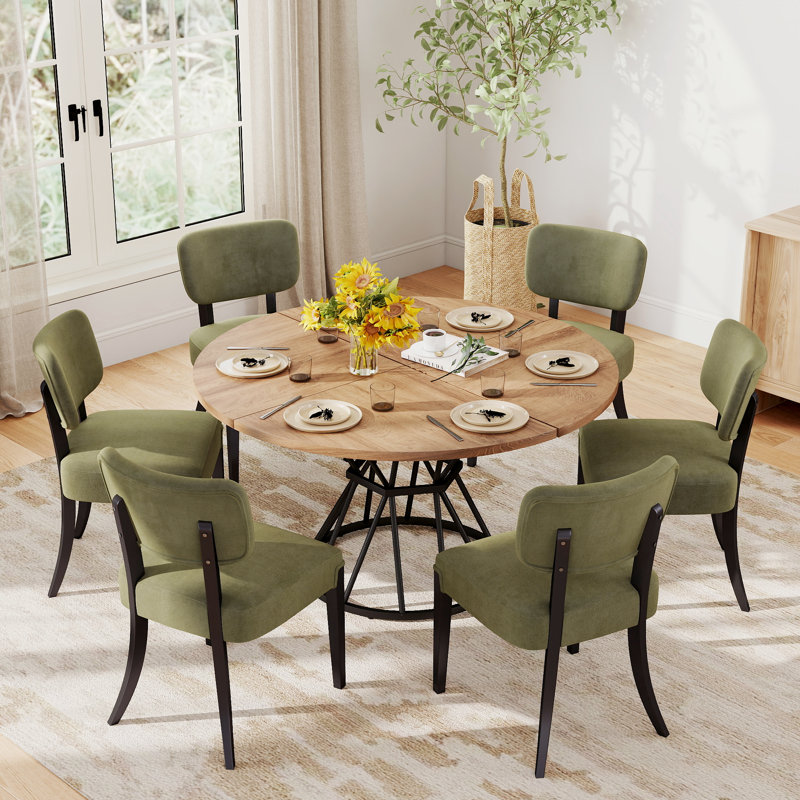 Table de salle à manger ronde 47,3 po en bois aggloméré avec chaises en bois 4/6, industrielle moderne pour la cuisine et la salle à manger