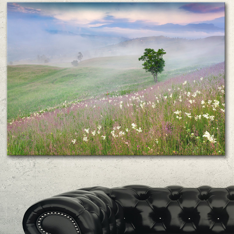 Foggy Summer Morning Green Landscape Canvas Print, 12" x 20"