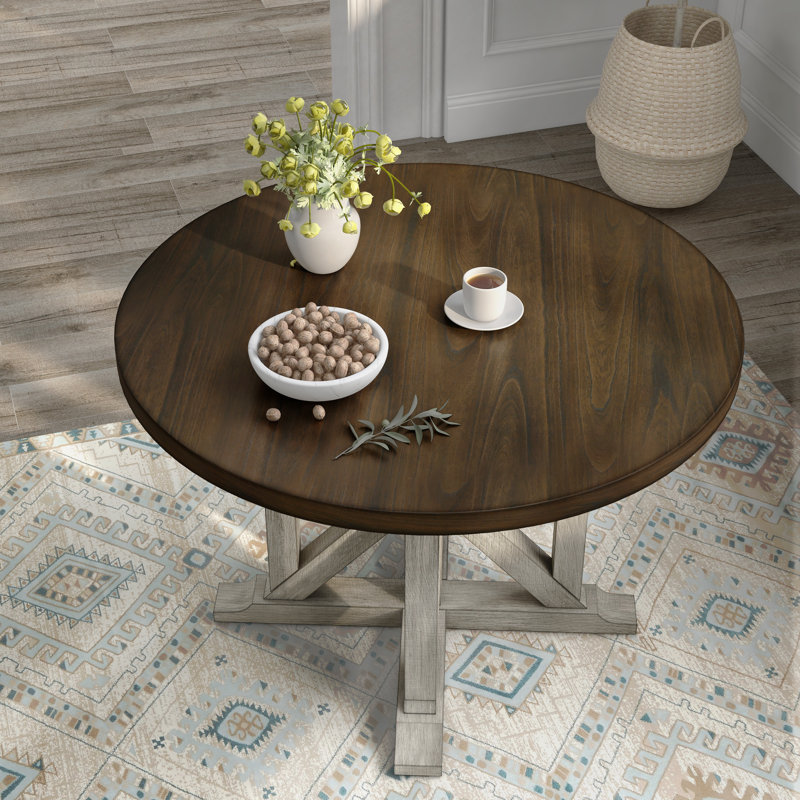 Crystell Round Solid Wood Base Dining Table