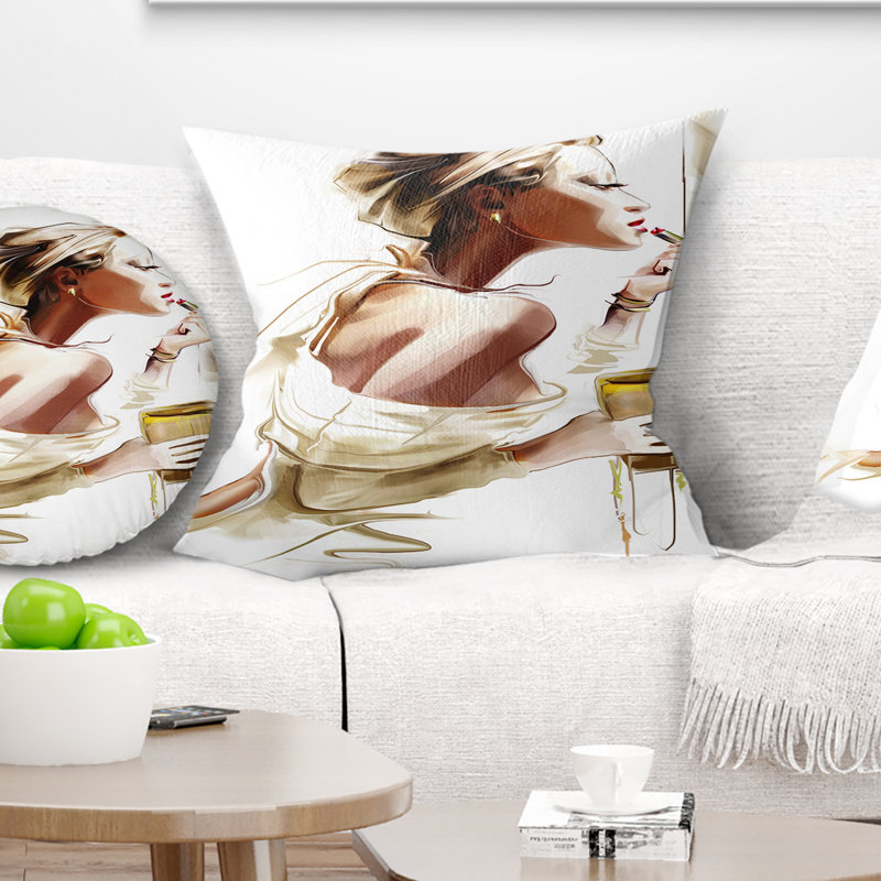  Coussin abstrait femme, 18 po x 18 po, Coussin décoratif