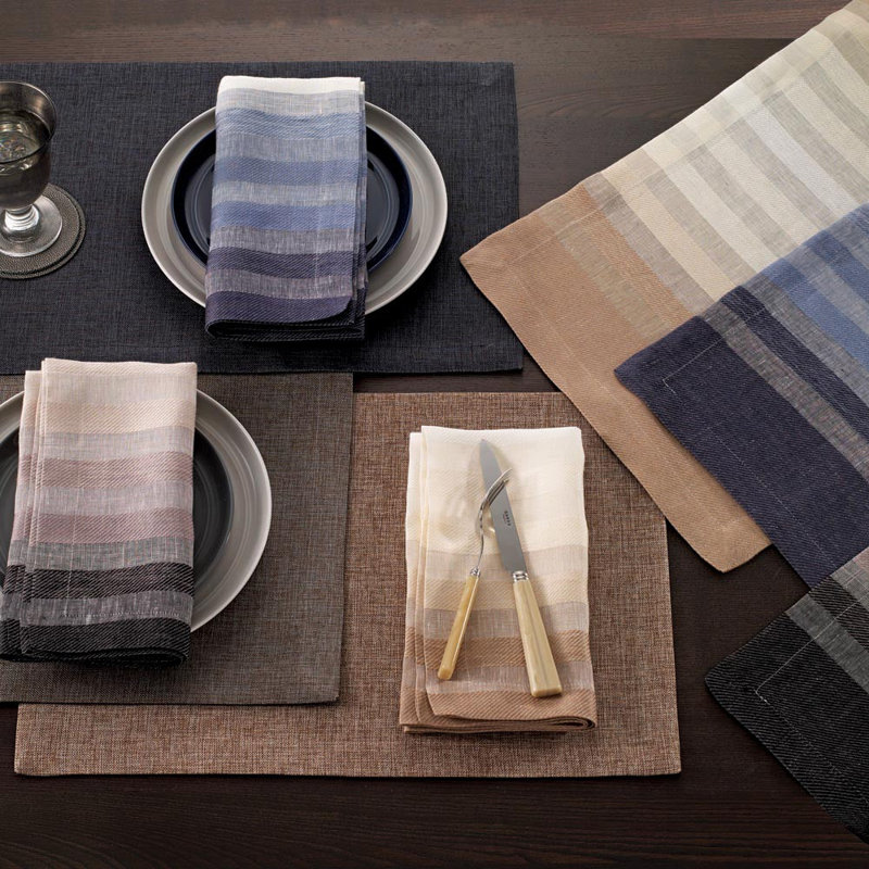 Gradient Stripe Linen Napkin, Beige