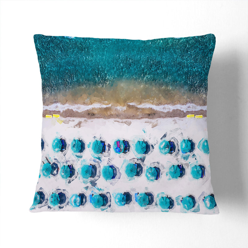 Beach In Lake Tahoe In Abstract Square Throw Cushion, White, 40 x 40 cm