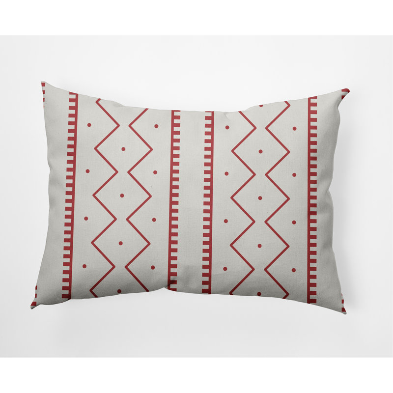 Coussin décoratif lombaire Mudcloth, Rouge