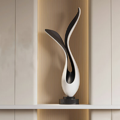 27.56"Luxury-modern-shaped black and white dual-color fiberglass sculpture piece