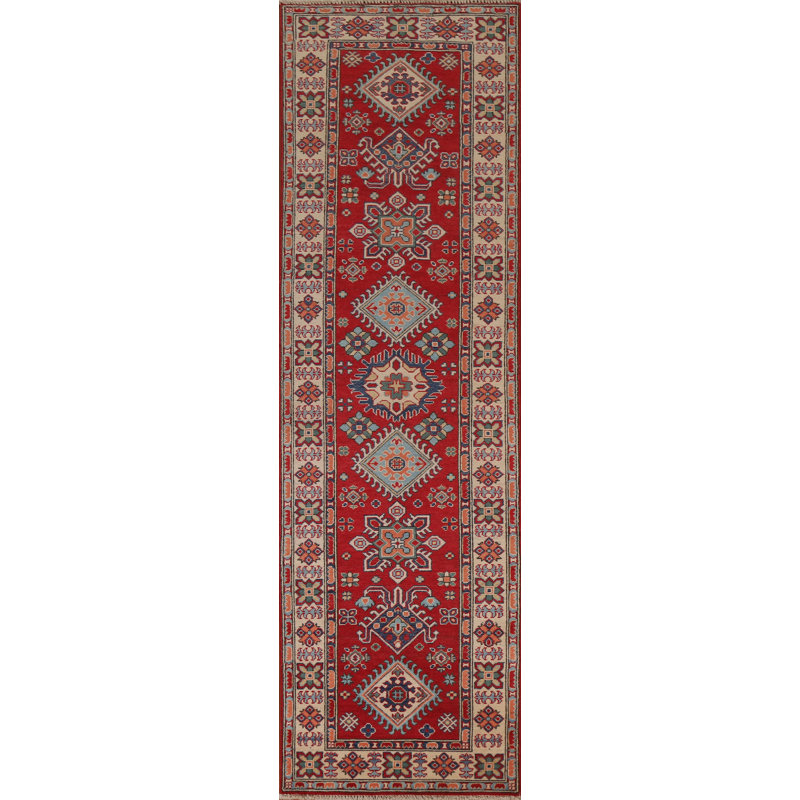 Tapis de couloir oriental géométrique Kazak 3 x 10