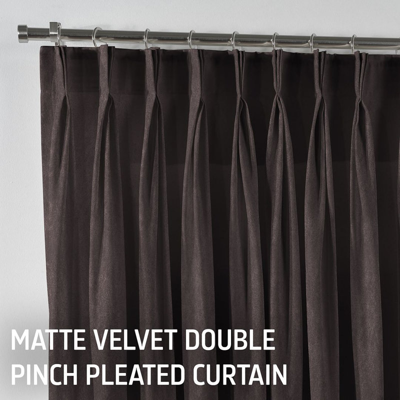Pinch Plate Room Darkening Extra Long & Extra Wide Decorative Curtain - Single Panel_1, 190cm Width x 375cm Drop, Charcoal