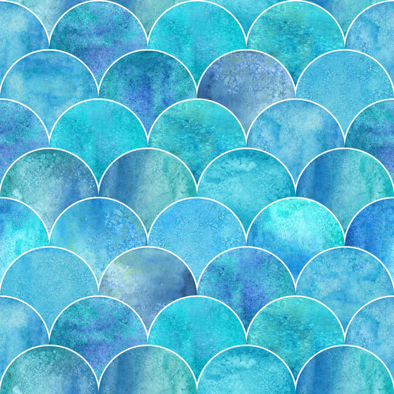 «Nyxon Fish Scale Wave», motif sans soudure sur toile par Olga_Z, impression, H 20 po x l 20 po