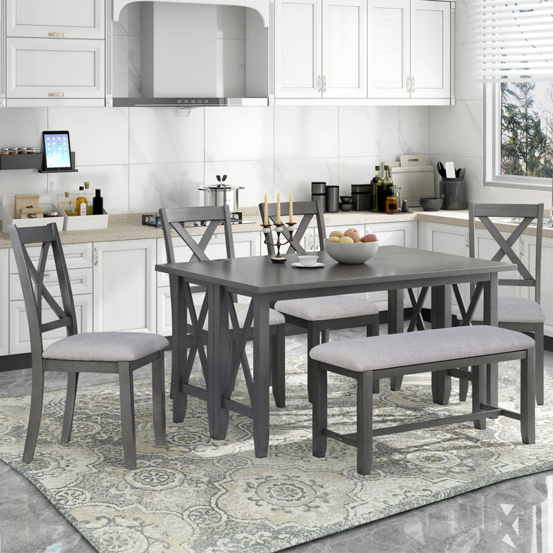 Ensemble repas pour 6 personnes, gris, gris