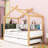 Twin Wooden House Bed With Trundle And Shelves