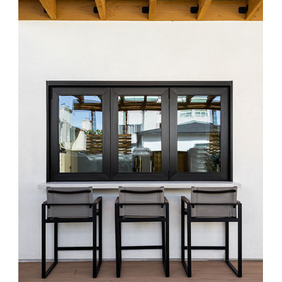 Petraki & Co. 72 In. W X 36 In. H Left-handed Outswing 3 Panels Black Aluminum Tempered Glass Bifold Window