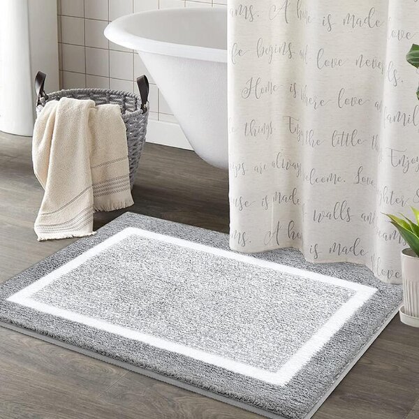 Ebern Designs Anjolie Microfiber Bath Rug with Non-Slip Backing