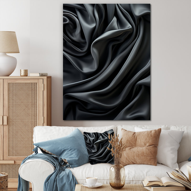 Silk Fractal Noir Curves II - impression d'art mural fractal, Toile tendue, H 44 po x l 34 po x P 1,5 po