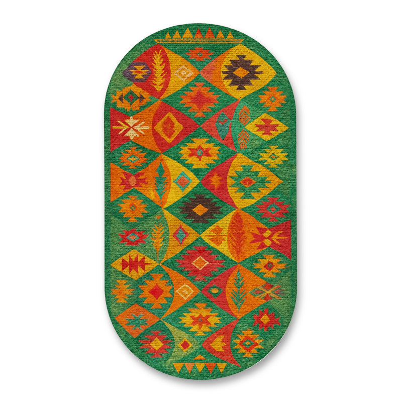 Tapis tissé vert Mosso, 2'4" x 3'11"