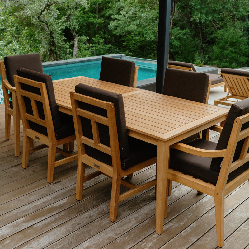 Solerno Heated Rectangle Dining Set — Table + 4 Armless + 2 Armchairs — Dove, Carbon